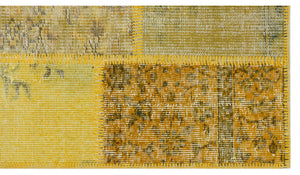 Yellow Over Dyed Patchwork Unique Rug 2'7'' x 4'11'' ft 80 x 150 cm