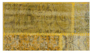 Yellow Over Dyed Patchwork Unique Rug 2'7'' x 4'11'' ft 80 x 150 cm