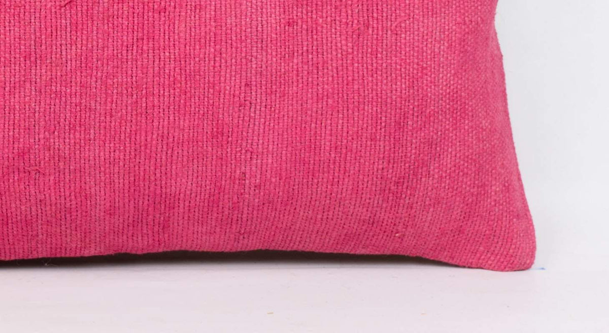 Plain Pink Kilim Pillow Cover 12x24 4140 - kilimpillowstore
 - 3