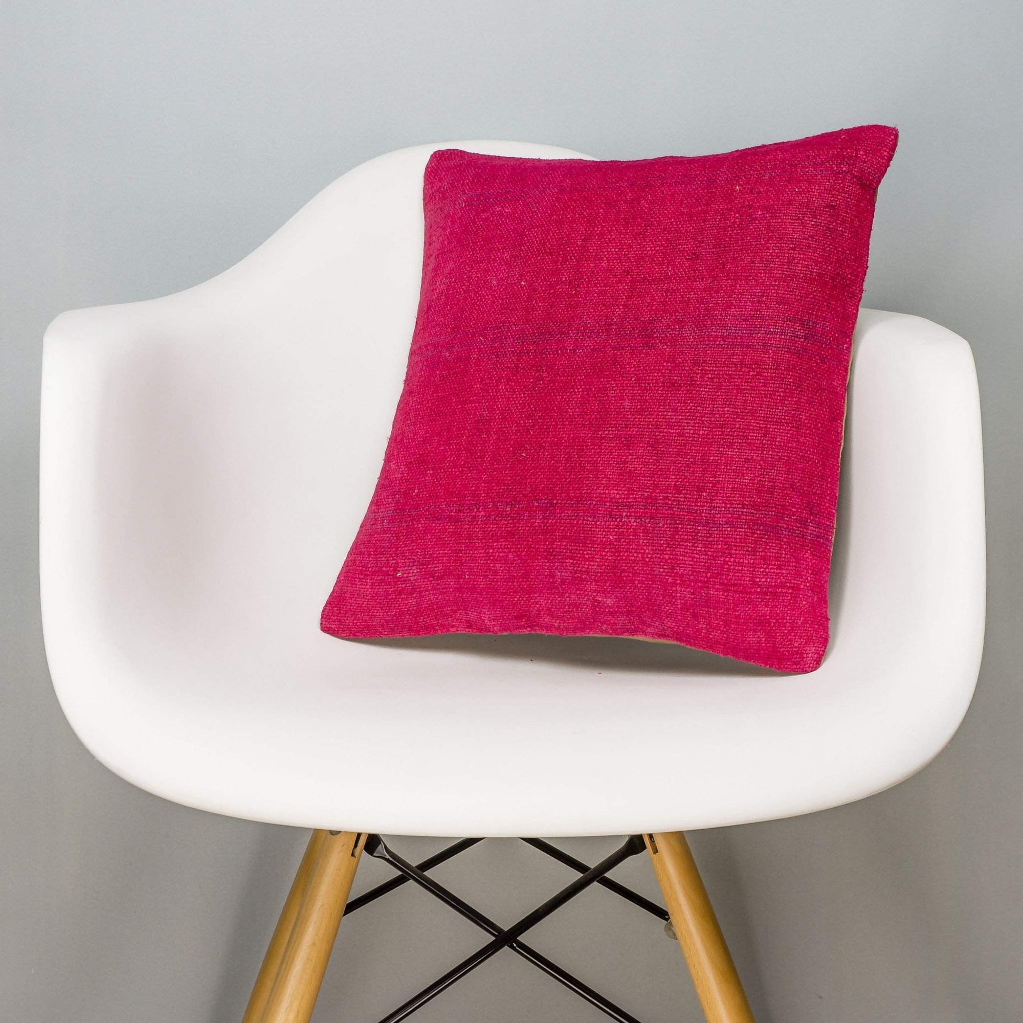 Plain Pink Kilim Pillow Cover 16x16 3027 - kilimpillowstore
 - 1