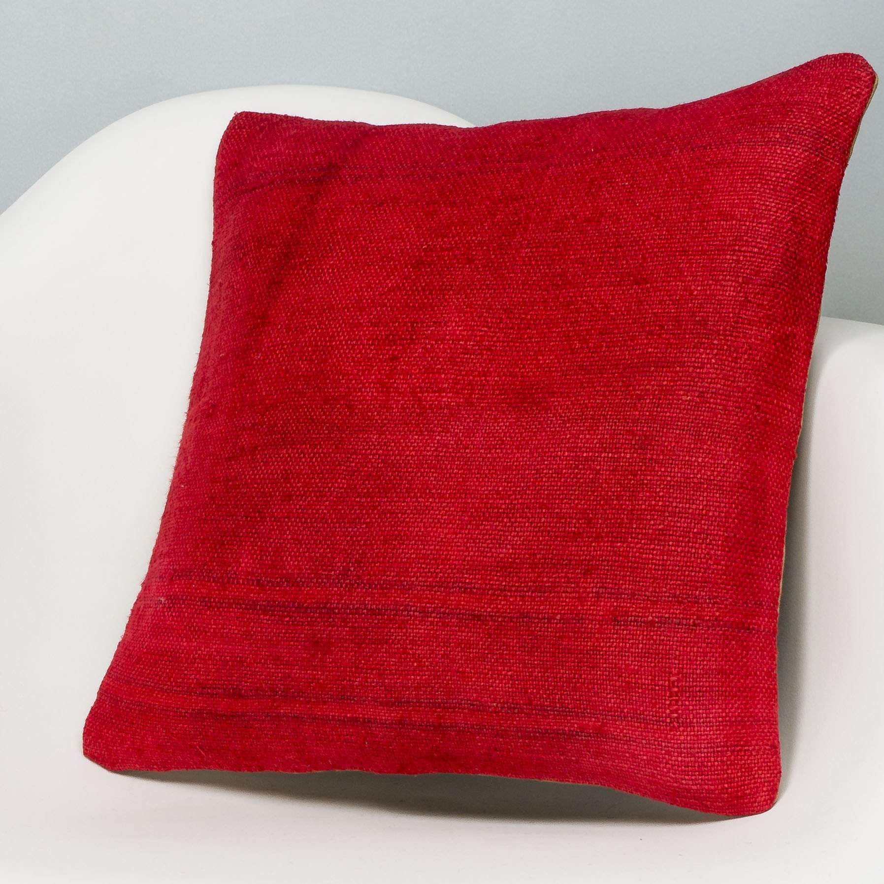 Plain Red Kilim Pillow Cover 16x16 2868 - kilimpillowstore
 - 2