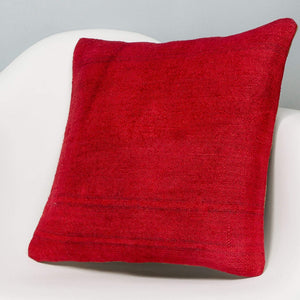Plain Red Kilim Pillow Cover 16x16 2868 - kilimpillowstore
 - 2