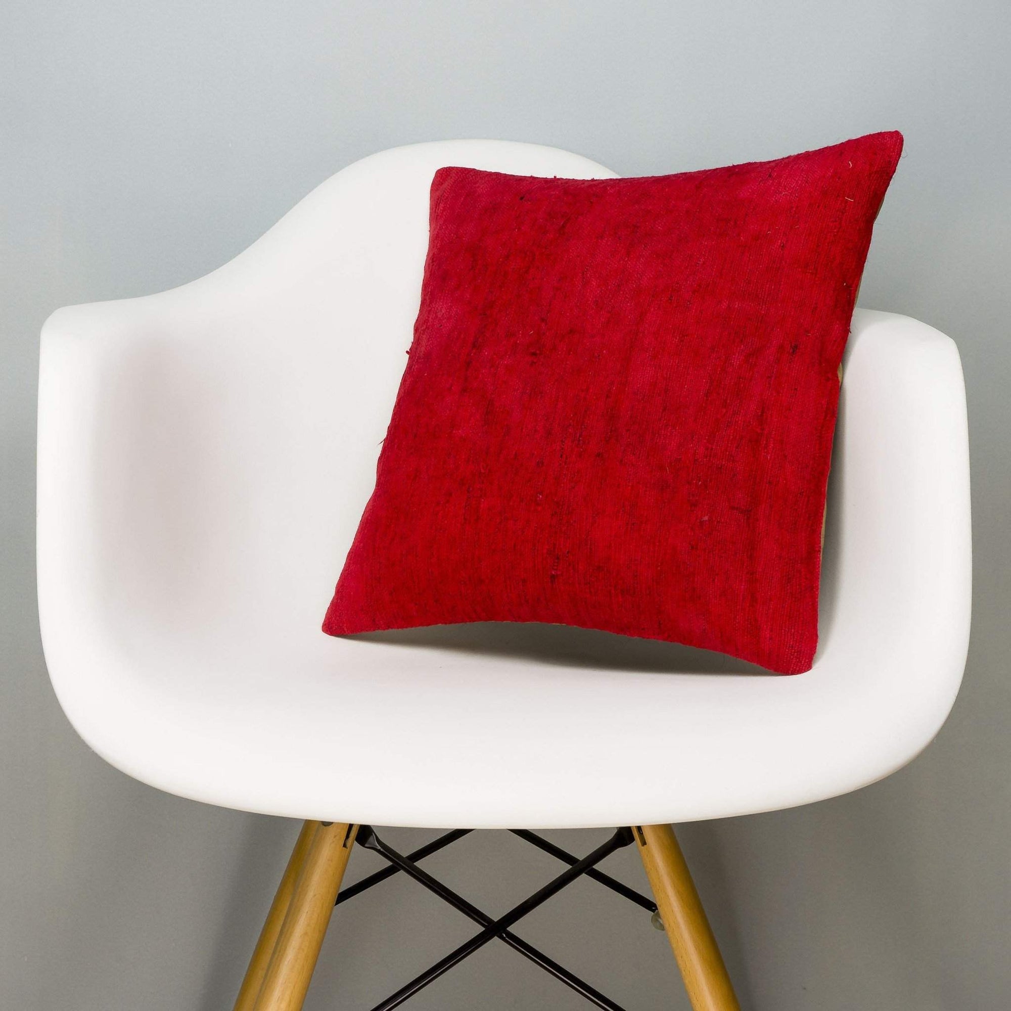 Plain Red Kilim Pillow Cover 16x16 2884 - kilimpillowstore
 - 1