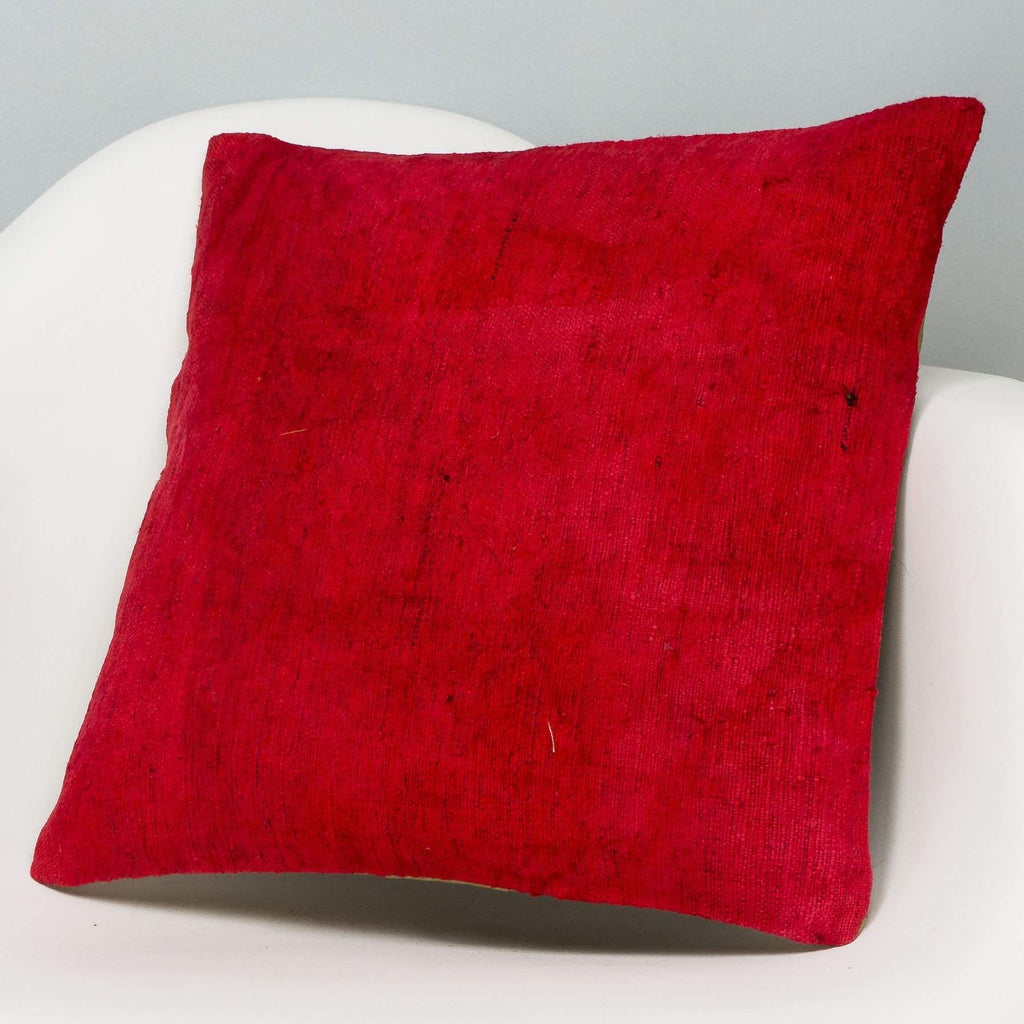 Plain Red Kilim Pillow Cover 16x16 2900 - kilimpillowstore
 - 2