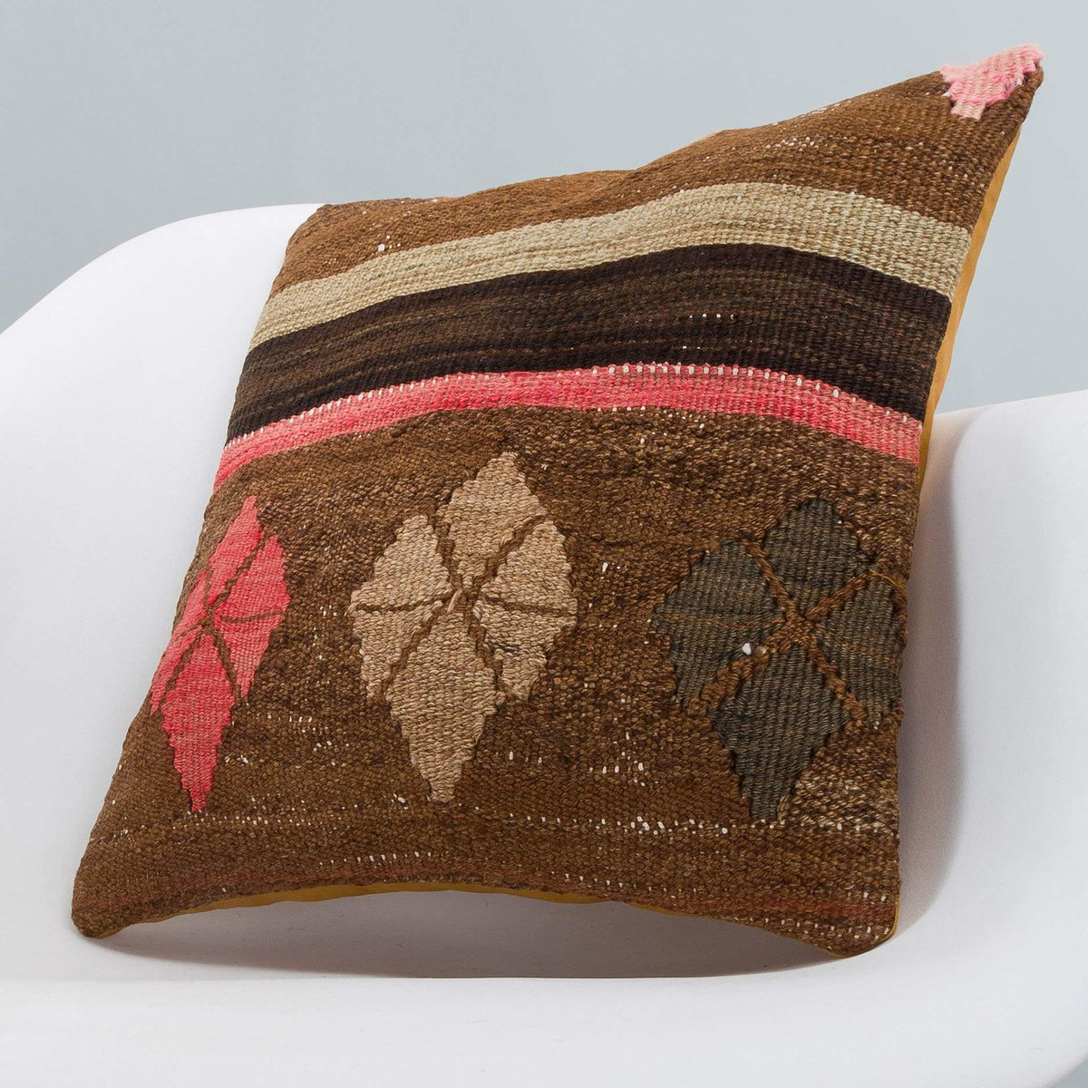 Striped_Brown_Kilim Pillow Cover_16x16_A0224_6513