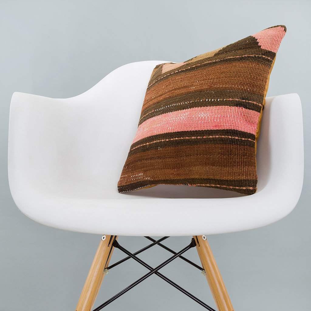 Striped_Brown_Kilim Pillow Cover_16x16_A0224_6522
