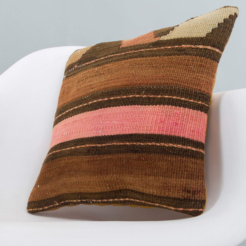 Striped_Brown_Kilim Pillow Cover_16x16_A0224_6526