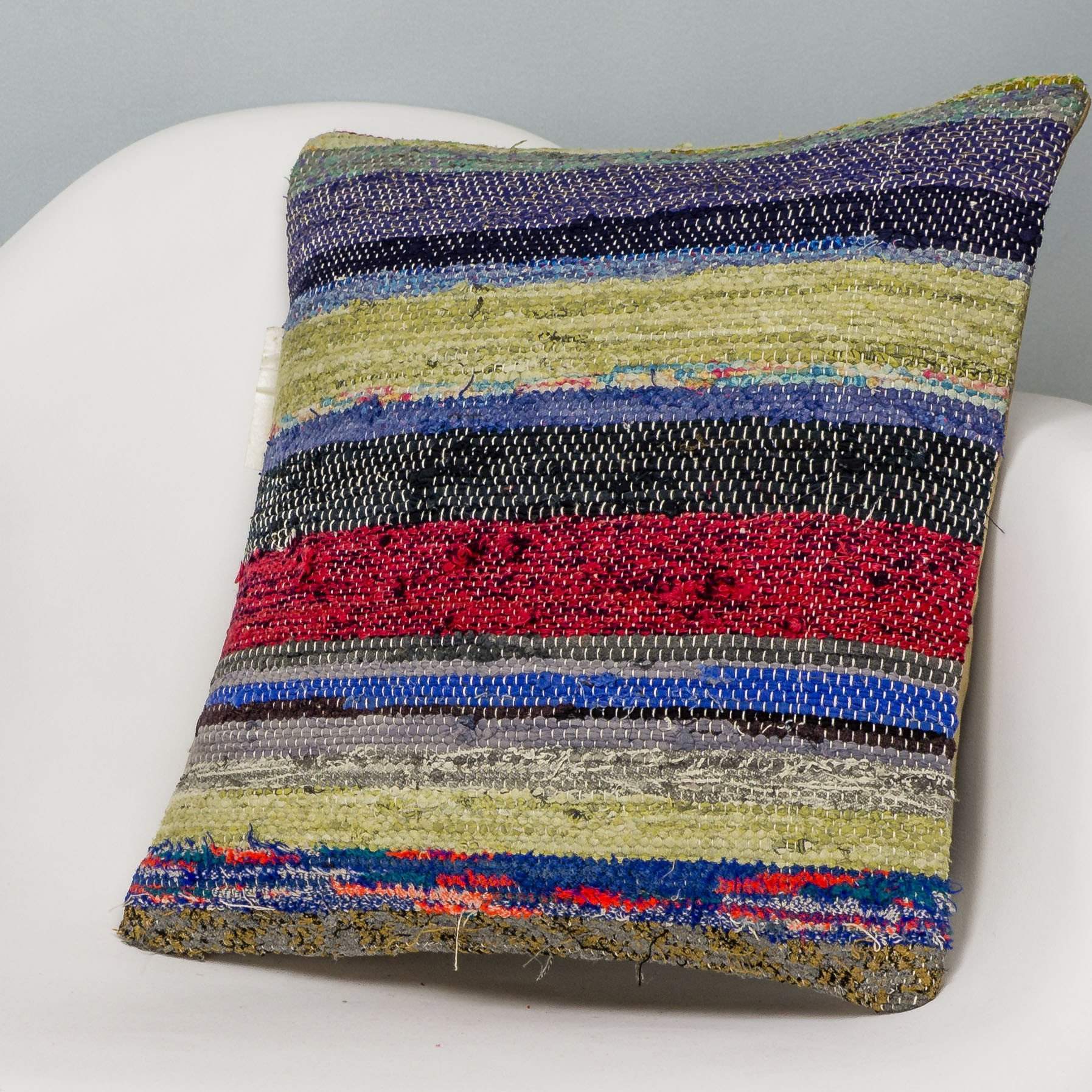 Striped Multi Color Kilim Pillow Cover 16x16 3046 - kilimpillowstore
 - 2
