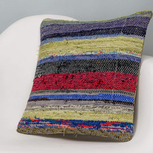 Striped Multi Color Kilim Pillow Cover 16x16 3046 - kilimpillowstore
 - 2