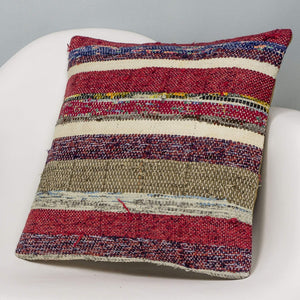 Striped Multi Color Kilim Pillow Cover 16x16 3049 - kilimpillowstore
 - 2