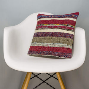 Striped Multi Color Kilim Pillow Cover 16x16 3049 - kilimpillowstore
 - 1