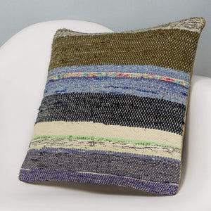 Striped Multi Color Kilim Pillow Cover 16x16 3062 - kilimpillowstore
 - 2