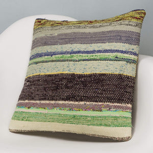 Striped Multi Color Kilim Pillow Cover 16x16 3067 - kilimpillowstore
 - 2