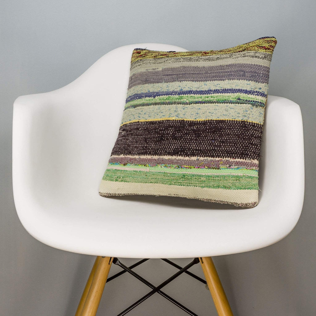 Striped Multi Color Kilim Pillow Cover 16x16 3067 - kilimpillowstore
 - 1