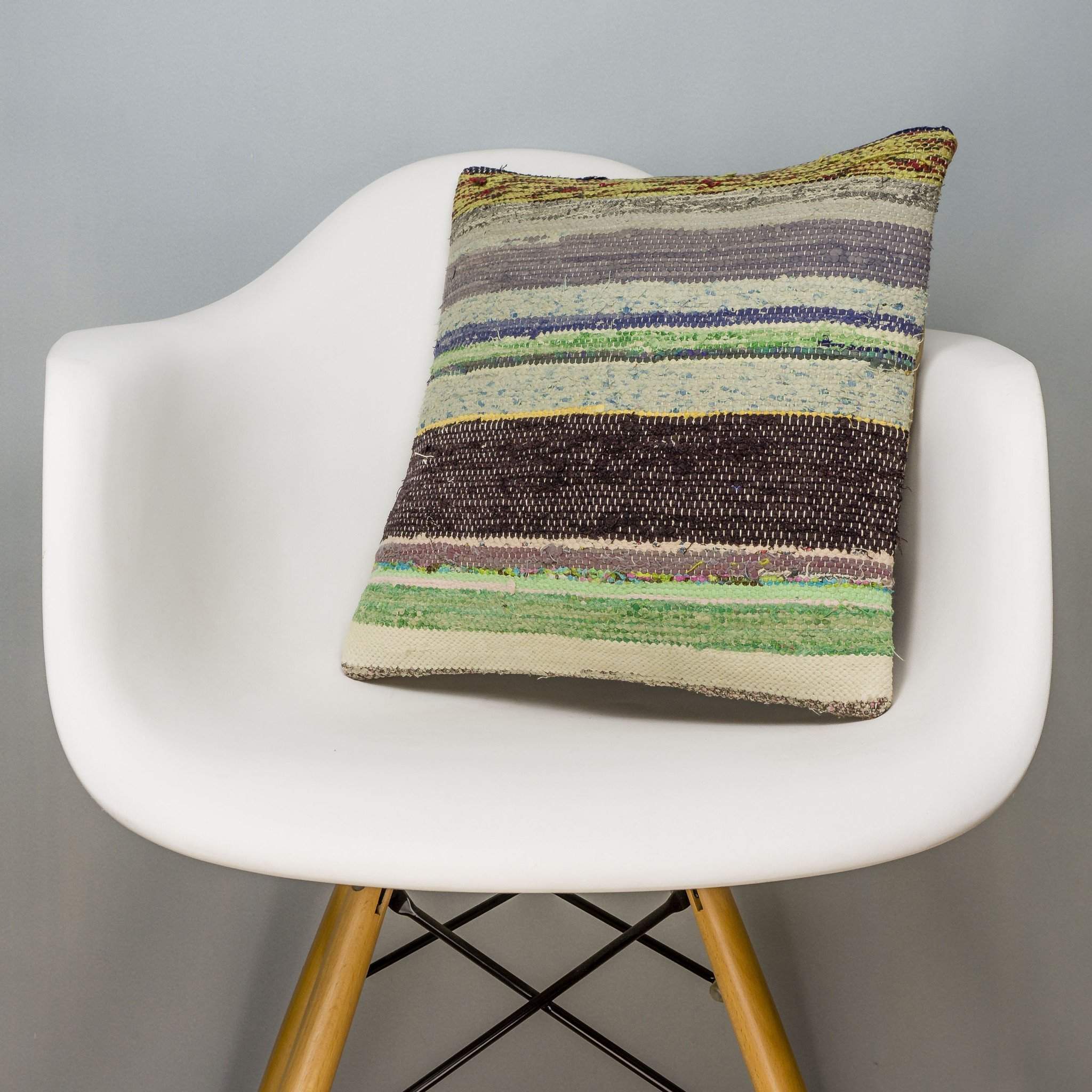 Striped Multi Color Kilim Pillow Cover 16x16 3067 - kilimpillowstore
 - 1
