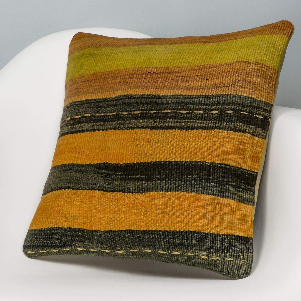 Striped Multi Color Kilim Pillow Cover 16x16 3215 - kilimpillowstore
 - 2