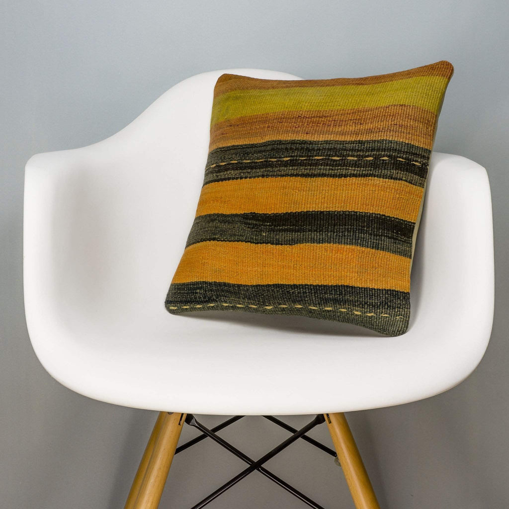 Striped Multi Color Kilim Pillow Cover 16x16 3215 - kilimpillowstore
 - 1