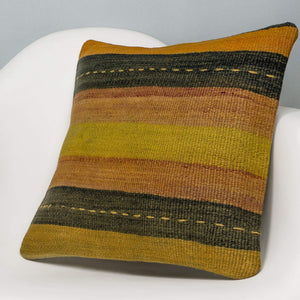 Striped Multi Color Kilim Pillow Cover 16x16 3221 - kilimpillowstore
 - 2