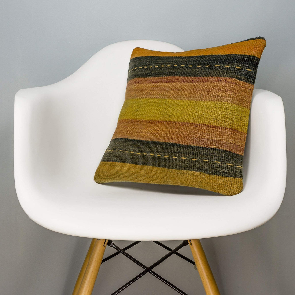 Striped Multi Color Kilim Pillow Cover 16x16 3221 - kilimpillowstore
 - 1