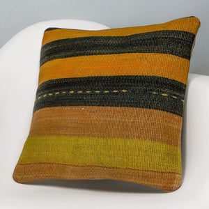 Striped Multi Color Kilim Pillow Cover 16x16 3228 - kilimpillowstore
 - 2