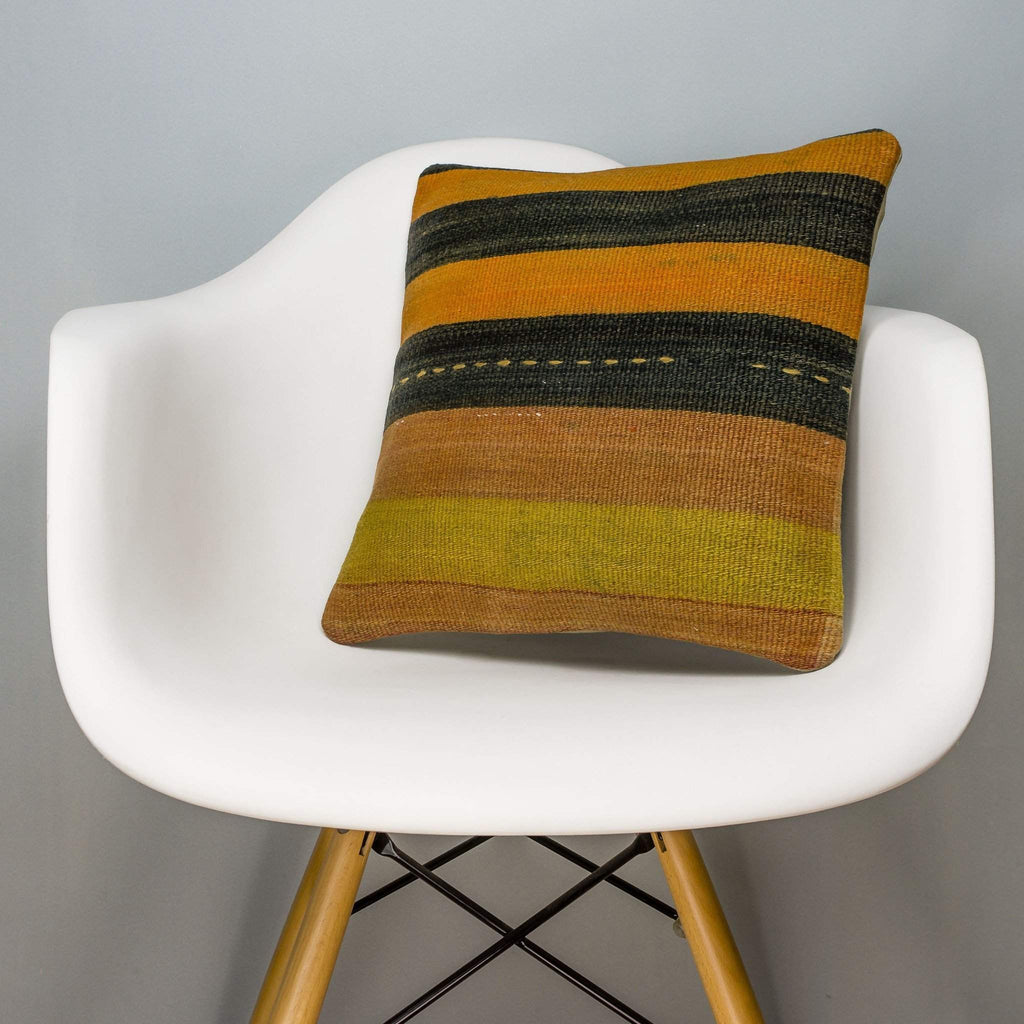 Striped Multi Color Kilim Pillow Cover 16x16 3228 - kilimpillowstore
 - 1