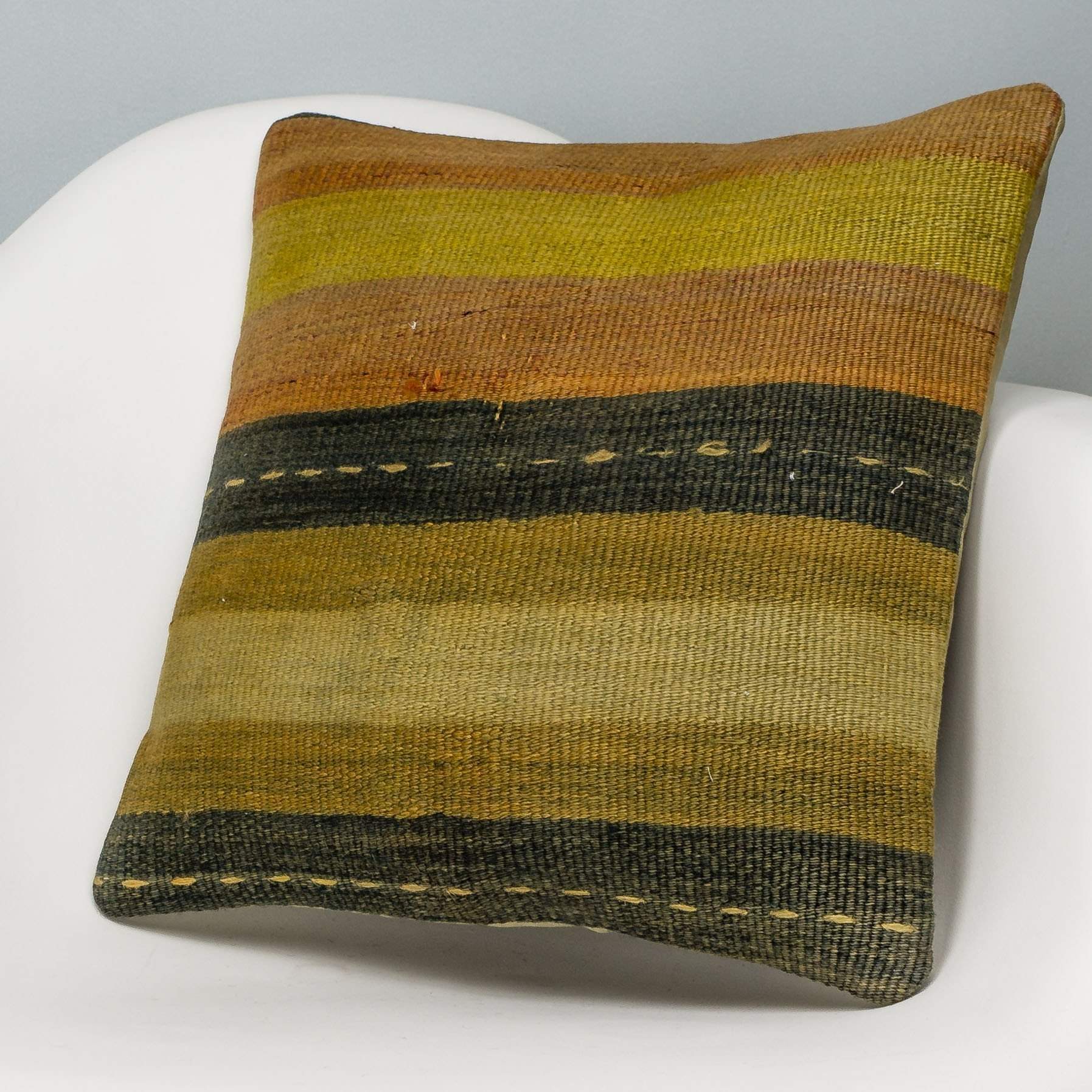 Striped Multi Color Kilim Pillow Cover 16x16 3229 - kilimpillowstore
 - 2
