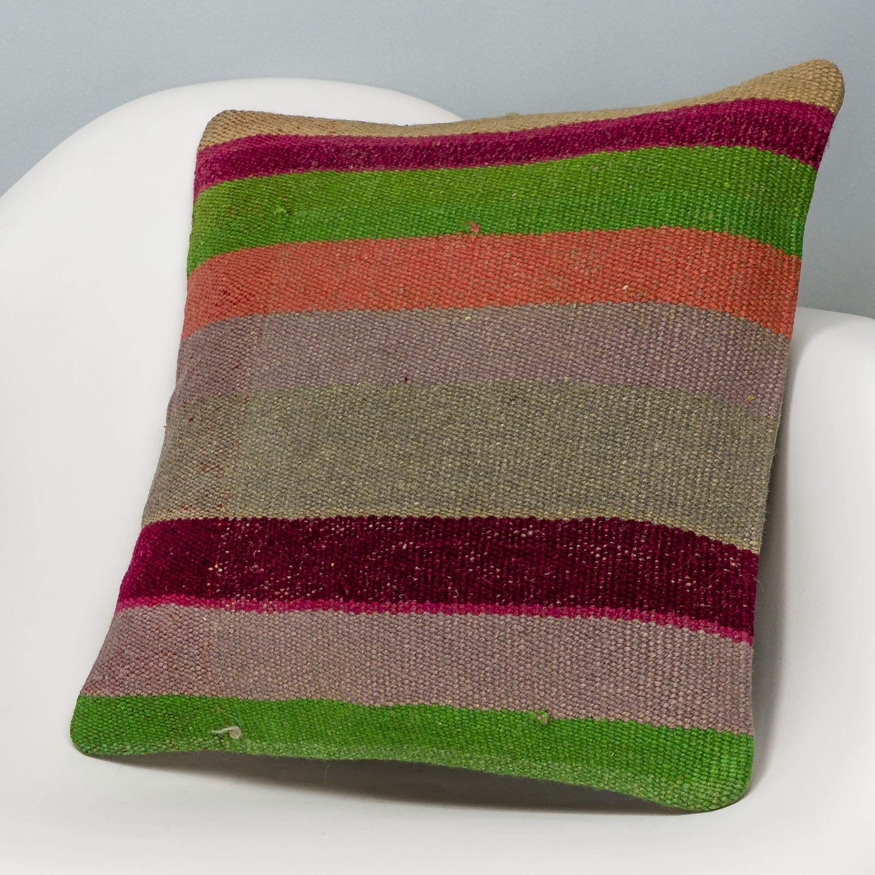 Striped Multi Color Kilim Pillow Cover 16x16 3234 - kilimpillowstore
 - 2