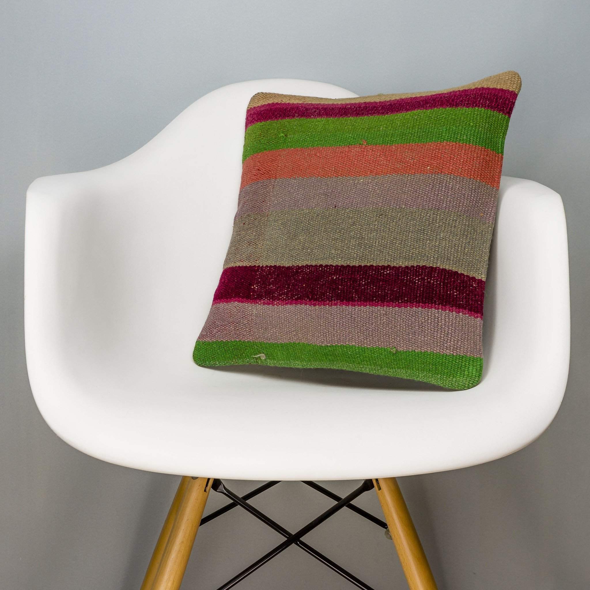 Striped Multi Color Kilim Pillow Cover 16x16 3234 - kilimpillowstore
 - 1