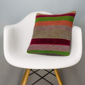 Striped Multi Color Kilim Pillow Cover 16x16 3235 - kilimpillowstore
 - 1