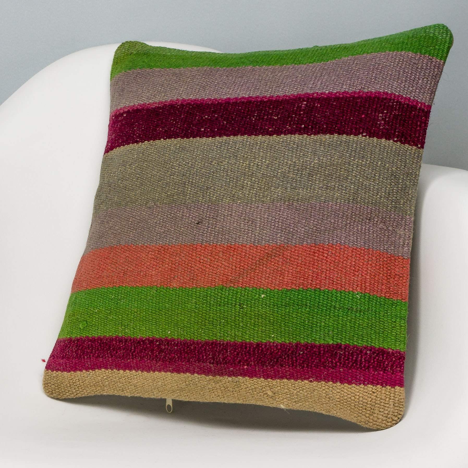 Striped Multi Color Kilim Pillow Cover 16x16 3236 - kilimpillowstore
 - 2