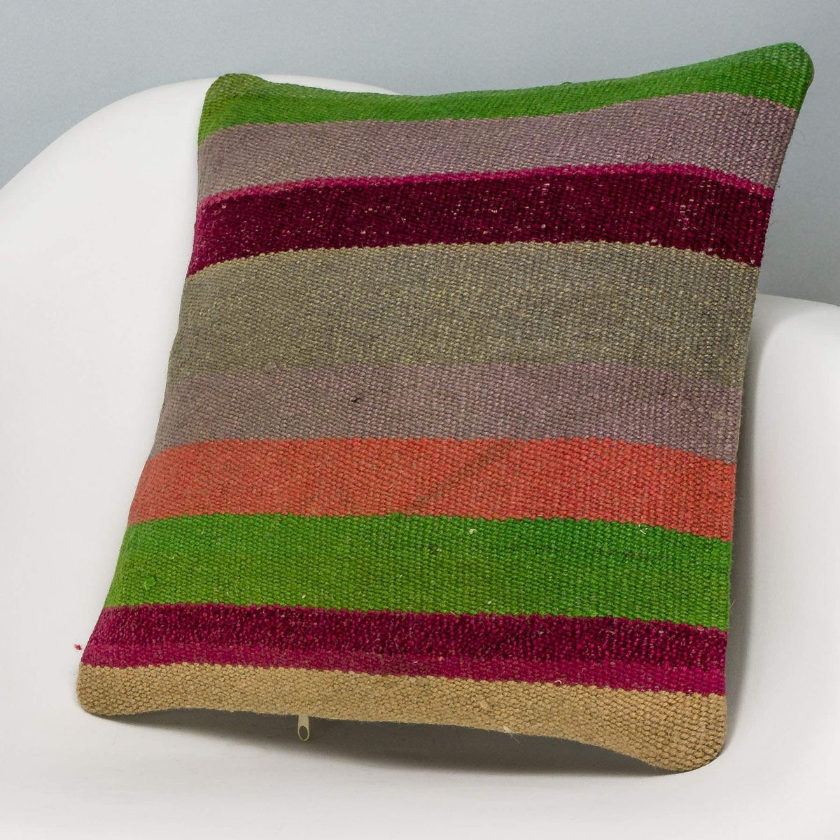 Striped Multi Color Kilim Pillow Cover 16x16 3236 - kilimpillowstore
 - 2