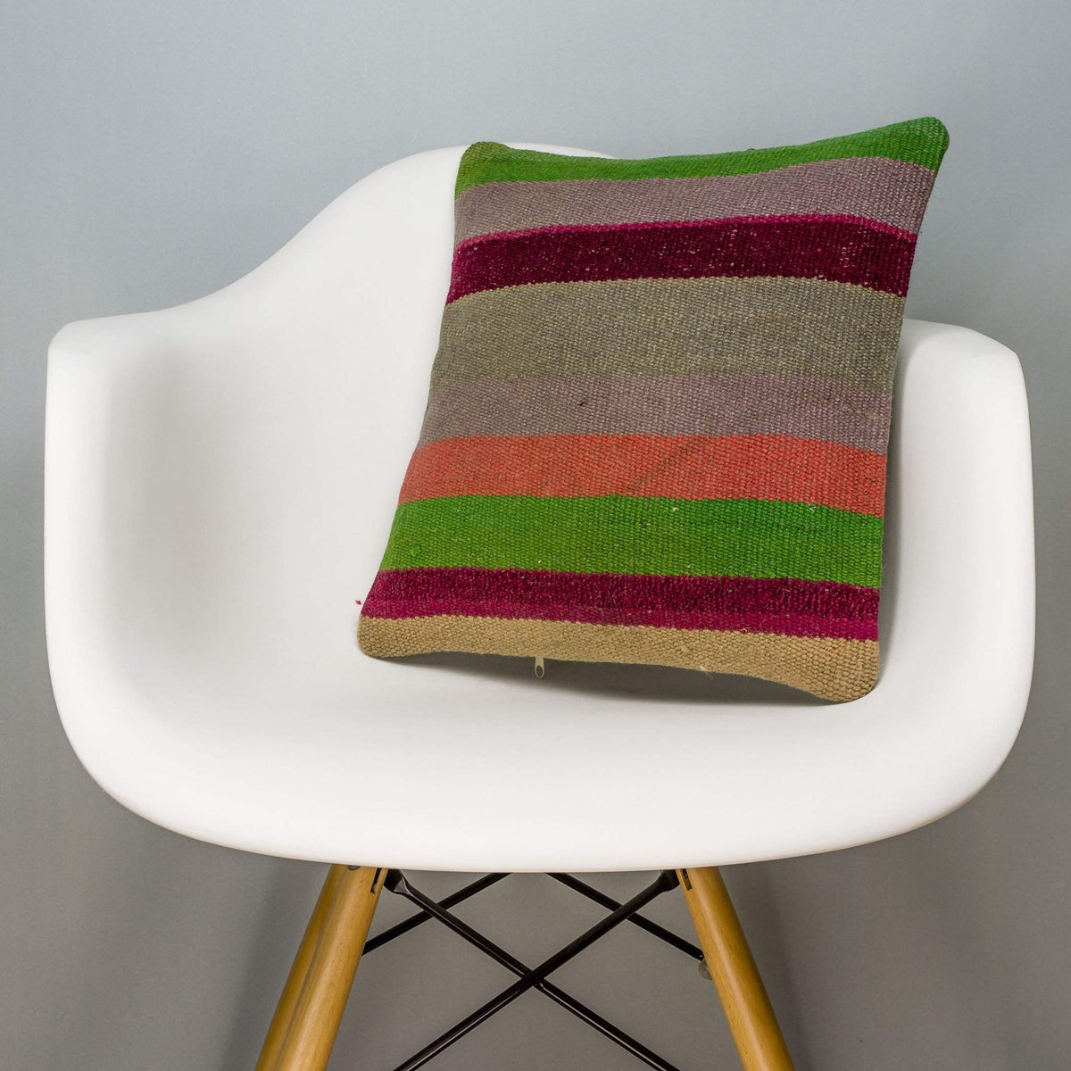 Striped Multi Color Kilim Pillow Cover 16x16 3236 - kilimpillowstore
 - 1