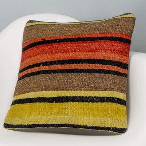 Striped Multi Color Kilim Pillow Cover 16x16 3268 - kilimpillowstore
 - 2