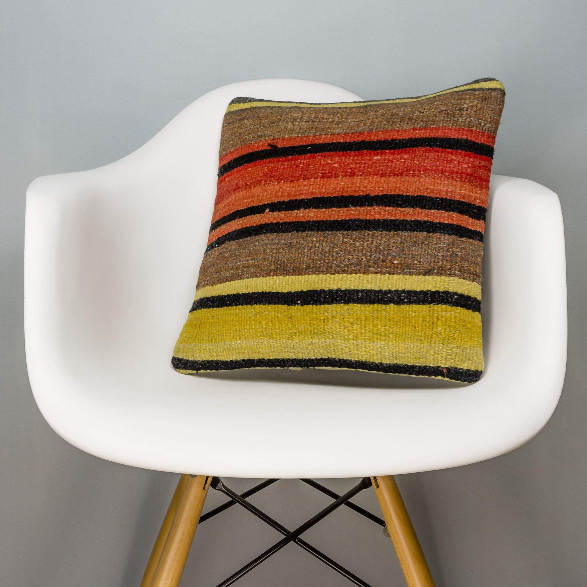Striped Multi Color Kilim Pillow Cover 16x16 3268 - kilimpillowstore
 - 1