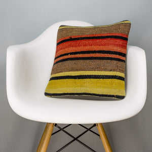 Striped Multi Color Kilim Pillow Cover 16x16 3268 - kilimpillowstore
 - 1