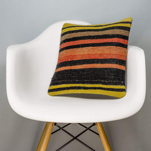 Striped Multi Color Kilim Pillow Cover 16x16 3270 - kilimpillowstore
 - 1