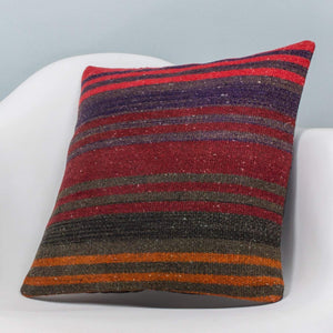 Striped Multi Color Kilim Pillow Cover 16x16 3476 - kilimpillowstore
 - 2