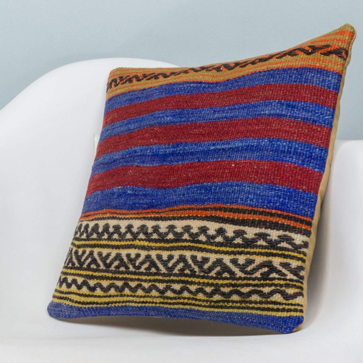 Striped Multi Color Kilim Pillow Cover 16x16 3817 - kilimpillowstore
 - 2