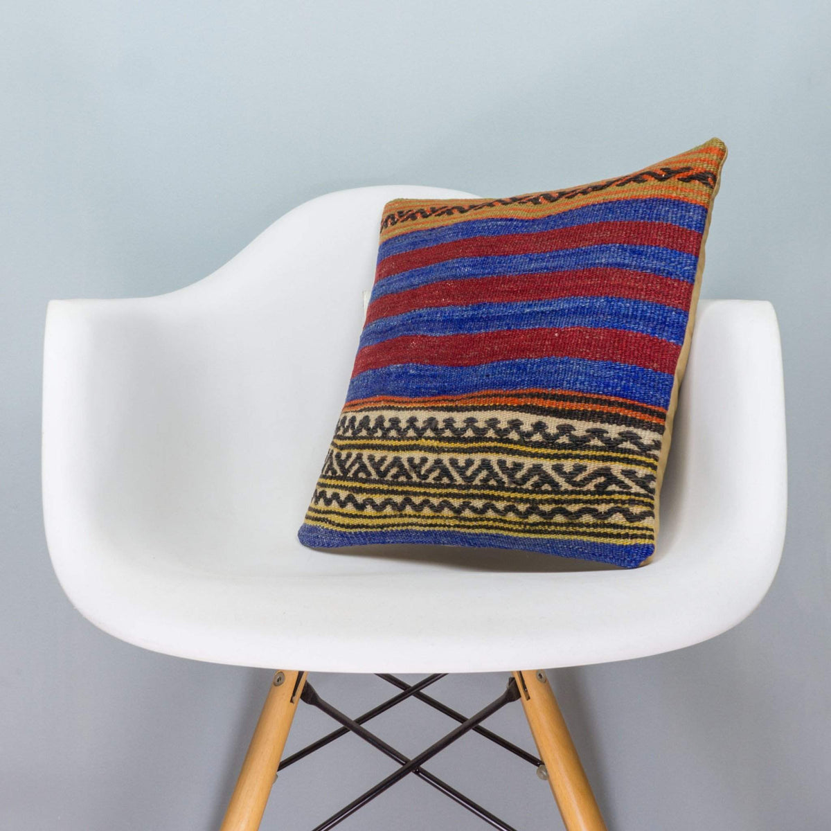 Striped Multi Color Kilim Pillow Cover 16x16 3817 - kilimpillowstore
 - 1