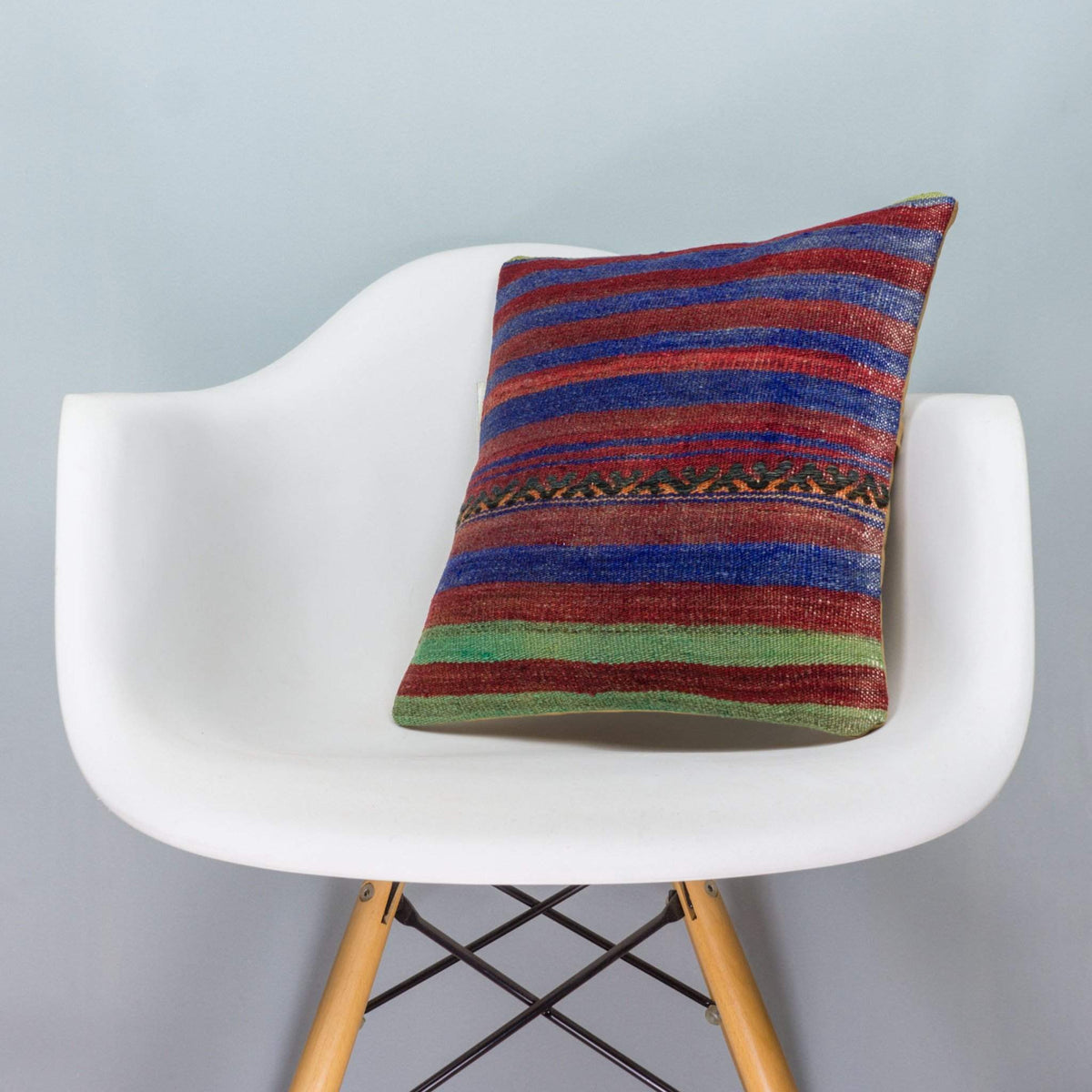 Striped Multi Color Kilim Pillow Cover 16x16 3820 - kilimpillowstore
 - 1