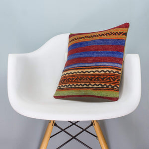 Striped Multi Color Kilim Pillow Cover 16x16 3821 - kilimpillowstore
 - 1