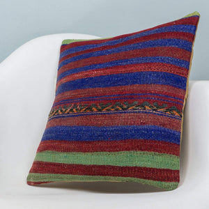 Striped Multi Color Kilim Pillow Cover 16x16 3823 - kilimpillowstore
 - 2