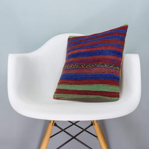 Striped Multi Color Kilim Pillow Cover 16x16 3823 - kilimpillowstore
 - 1