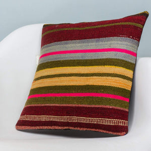Striped Multi Color Kilim Pillow Cover 16x16 4012 - kilimpillowstore
 - 2