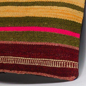 Striped Multi Color Kilim Pillow Cover 16x16 4012 - kilimpillowstore
 - 3