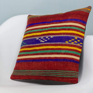 Striped Multi Color Kilim Pillow Cover 16x16 4013 - kilimpillowstore
 - 2