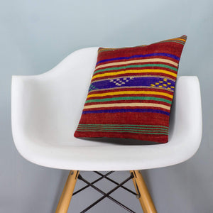 Striped Multi Color Kilim Pillow Cover 16x16 4013 - kilimpillowstore
 - 1