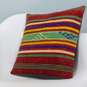 Striped Multi Color Kilim Pillow Cover 16x16 4017 - kilimpillowstore
 - 2