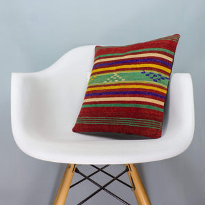 Striped Multi Color Kilim Pillow Cover 16x16 4017 - kilimpillowstore
 - 1