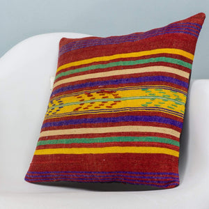 Striped Multi Color Kilim Pillow Cover 16x16 4018 - kilimpillowstore
 - 2